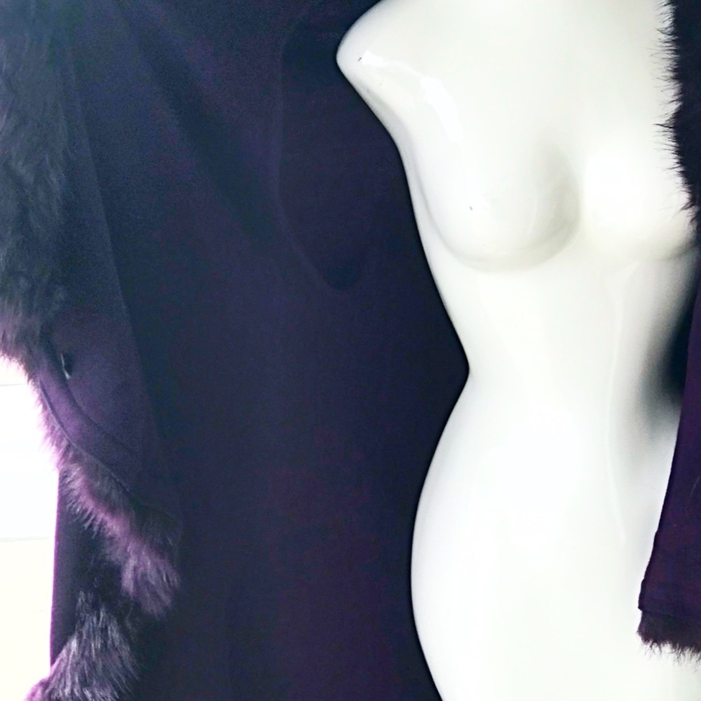 ELEGANT Purple Faux Fur Double Layer CAPE COAT - Picture 6 of 10
